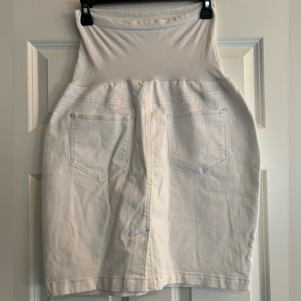Pea in the Pod Maternity White Jean Skirt, size Large - Picture 6 of 10